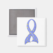 Aimant Polka Dot Blue Yellow Ribbon Down Syndrome (Recto/Verso)