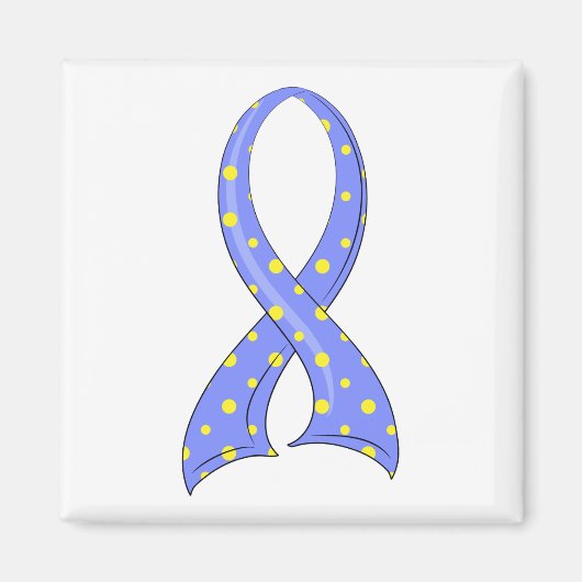 Aimant Polka Dot Blue Yellow Ribbon Down Syndrome (Devant)