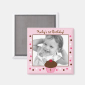 Aimant Polka Dot Cupcake tendance Anniversaire Favoriser  (Recto/Verso)