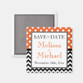 Aimant Polka Dot Orange & Chevron Enregistrer l'aimant Da (Recto/Verso)