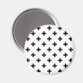 Aimant Polka noire croise sur blanc (Recto/Verso)