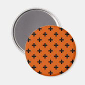 Aimant Polka noire croise sur orange (Recto/Verso)