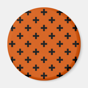 Aimant Polka noire croise sur orange