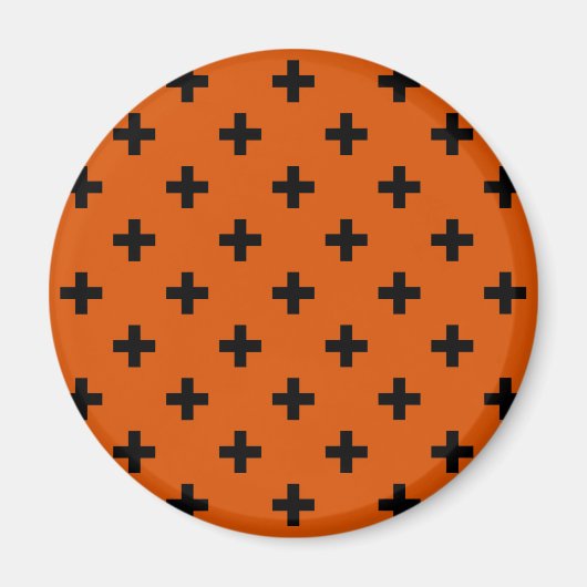 Aimant Polka noire croise sur orange (Devant)