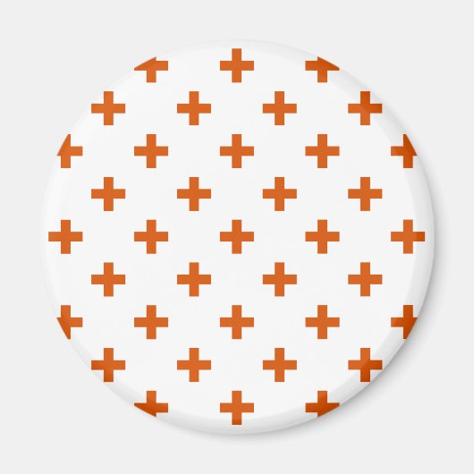 Aimant Polka orange croise sur blanc (Devant)