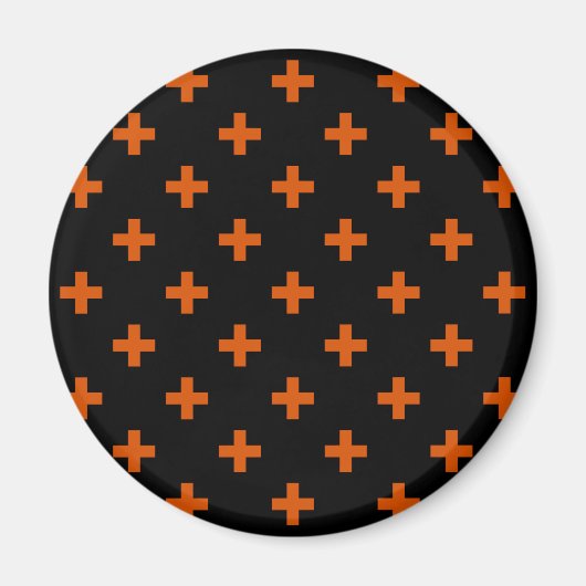Aimant Polka orange croise sur noir (Devant)