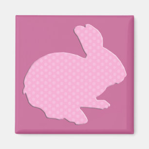 Aimant Polka rose Point Silhouette Lapin de Pâques