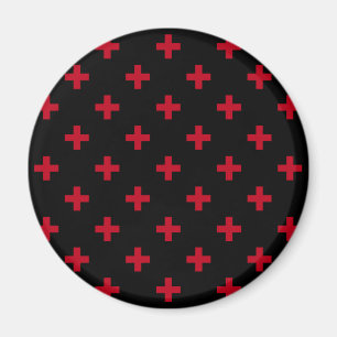Aimant Polka rouge croise sur noir