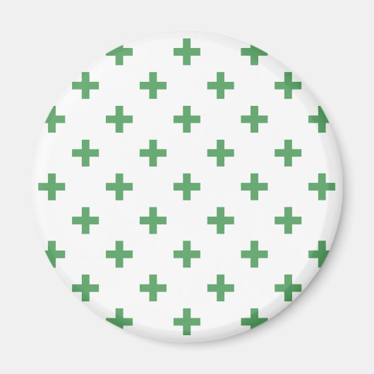 Aimant Polka verte croise sur blanc (Devant)
