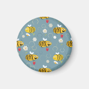 Aimant Pollinant Les Abeilles, Flower Garden Scene.