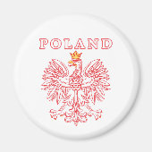 Aimant Pologne avec aigle rouge polonais (Devant)