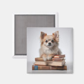 Aimant Pomchi sur une pile de livres (Recto/Verso)