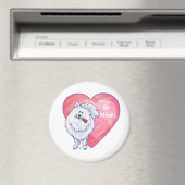 Aimant Pomeranian blanc Saint-Valentin (In Situ (Lave-vaisselle))