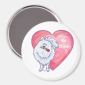 Aimant Pomeranian blanc Saint-Valentin (Recto/Verso)