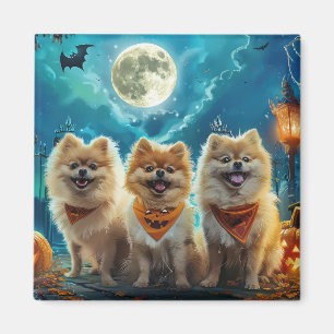 Aimant Pomeranian Halloween Épouvante