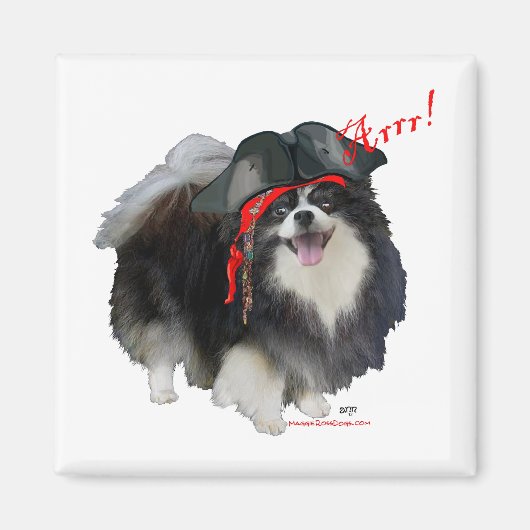 Aimant Pomeranian noir Pirate - Arrr! (Devant)