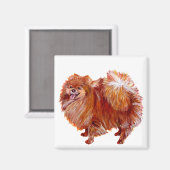 Aimant Pomeranian rouge (Recto/Verso)