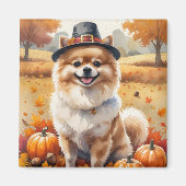 Aimant Poméranien L'Automne Feuilles L'Art Thanksgiving (Devant)