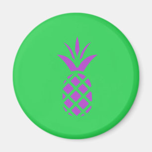 Aimant Pomme de pin violet en vert.