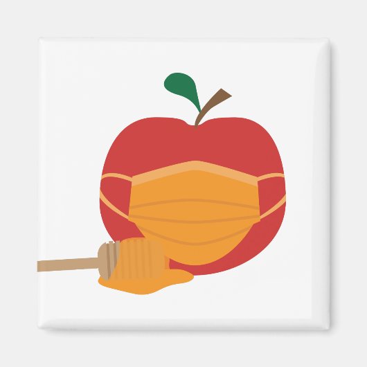 Aimant Pomme et miel avec Masque Visage orange (Devant)