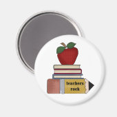 Aimant Pomme, Livres, Crayon Enseignants Rock (Recto/Verso)