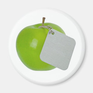 Aimant Pomme verte avec l'étiquette en métal