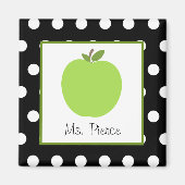 Aimant Pomme verte / Noir avec Pois blancs (Devant)