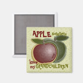Aimant Pommes 3D Aimer mes petits-enfants (Recto/Verso)