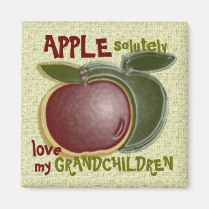 Aimant Pommes 3D Aimer mes petits-enfants