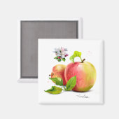 Aimant Pommes, fleurs et éclaboussures (Recto/Verso)