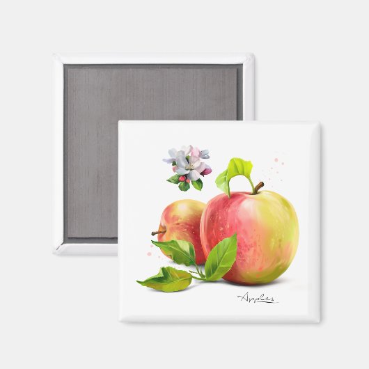 Aimant Pommes, fleurs et éclaboussures (Recto/Verso)