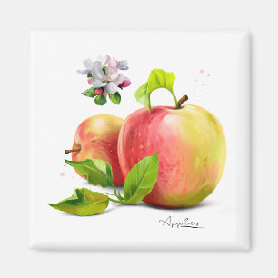 Aimant Pommes, fleurs et éclaboussures