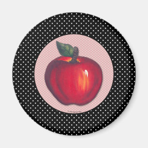 Aimant Pommes rouges blanches sur le pois noir