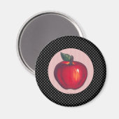 Aimant Pommes rouges blanches sur Pois noirs (Recto/Verso)