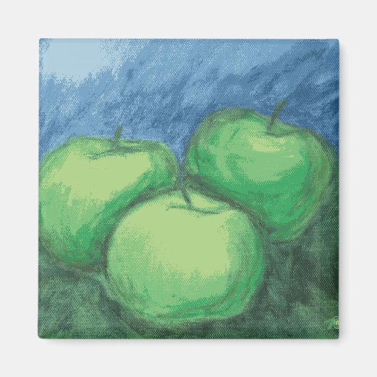 Aimant Pommes vertes dans les pastels à l'huile (Devant)