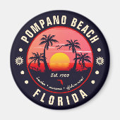 Aimant Pompano Beach Floride Retro Sunset Souvenir (Devant)
