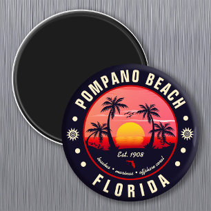 Aimant Pompano Beach Floride Retro Sunset Souvenir