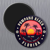 Aimant Pompano Beach Floride Retro Sunset Souvenir
