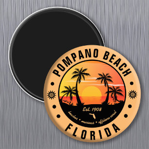 Aimant Pompano Beach Floride Retro Sunset Souvenir 80s
