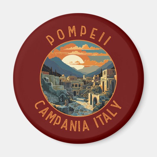 Aimant Pompeii Campanie Italie Cercle en détresse rétro (Devant)