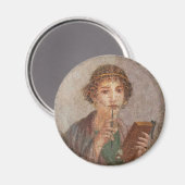 Aimant Pompeii Sappho Art romain Jeune femme Stylus Table (Recto/Verso)