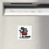 Aimant Pompier à genoux Mince Ligne rouge (In Situ (Lave-vaisselle))