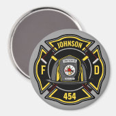 Aimant Pompier AJOUTER LE NOM L'équipe de Secourt du serv (Recto/Verso)