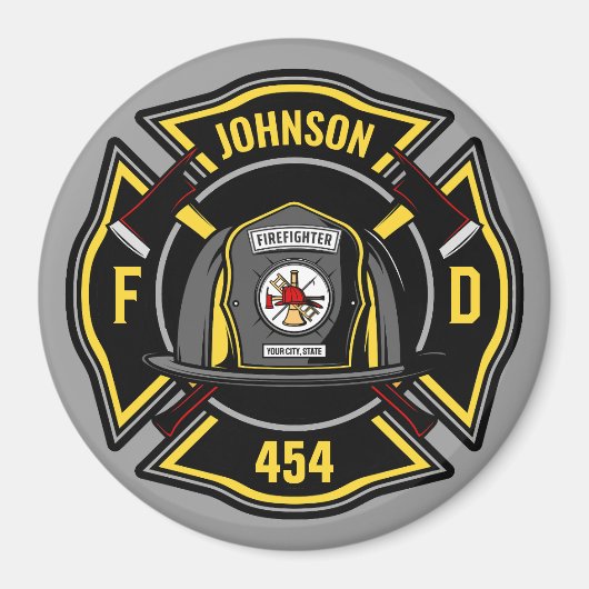 Aimant Pompier AJOUTER LE NOM L'équipe de Secourt du serv (Devant)