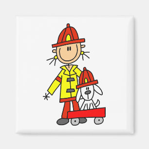 Aimant Pompier bonhomme allumette avec dalmatien
