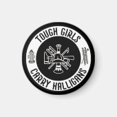 Aimant Pompier féminin Filles toux portent des halligans (Devant)