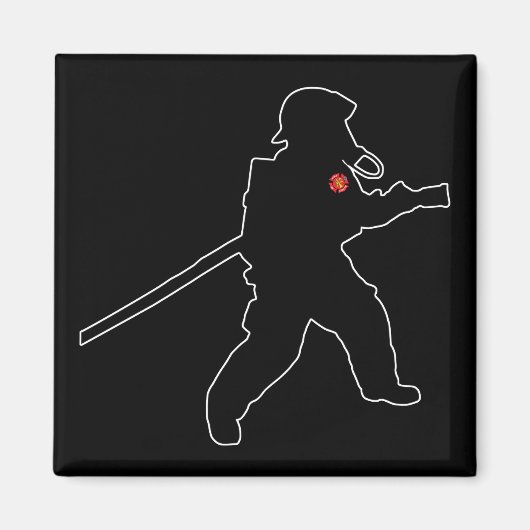 Aimant Pompier Hero incendie Secourt Silhouette (Devant)