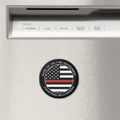 Aimant Pompier personnalisé Mince Red Line USA Drapeau (In Situ (Lave-vaisselle))