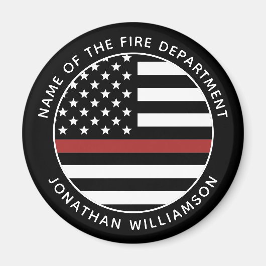 Aimant Pompier personnalisé Mince Red Line USA Drapeau (Devant)