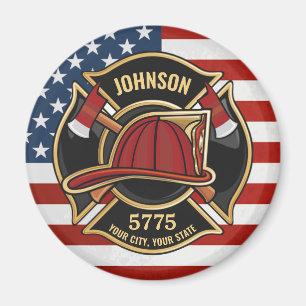 Aimant Pompier Secourt incendie Département USA Drapeau p